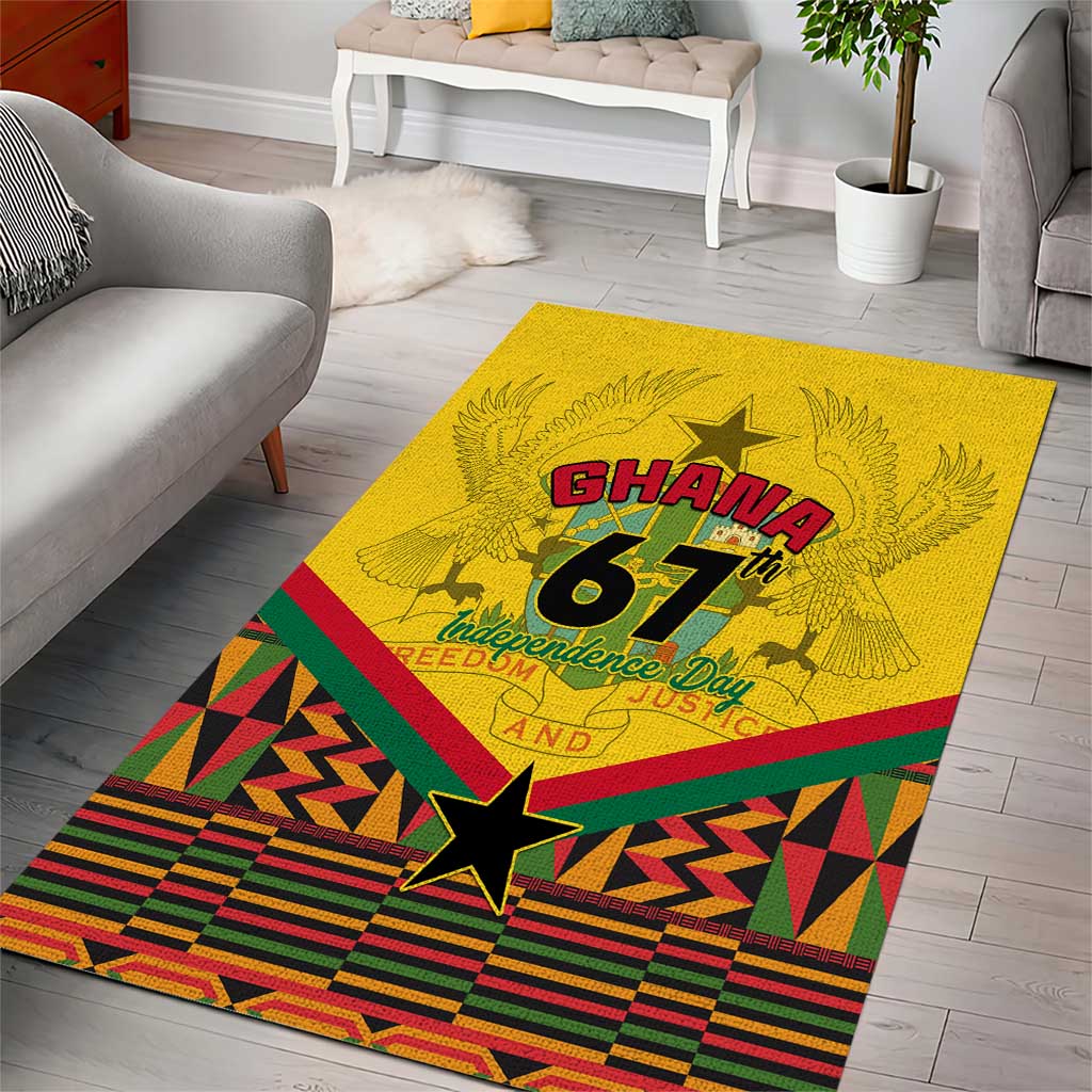 Ghana Independence Day Area Rug with Freedom and Justice and African Pattern LT01