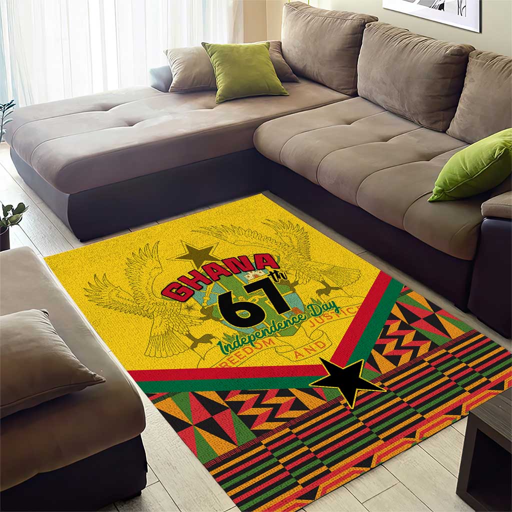 Ghana Independence Day Area Rug with Freedom and Justice and African Pattern LT01