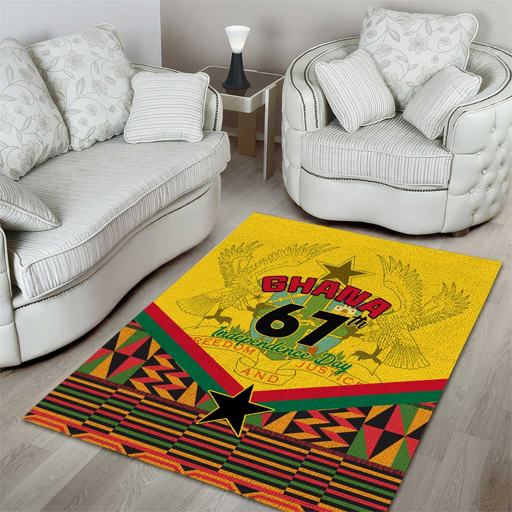 Ghana Independence Day Area Rug with Freedom and Justice and African Pattern LT01