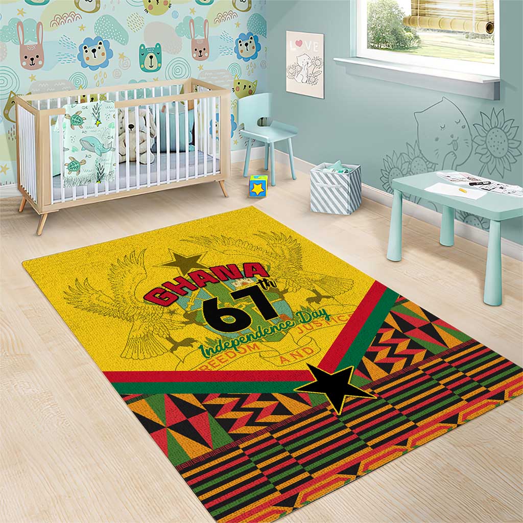 Ghana Independence Day Area Rug with Freedom and Justice and African Pattern LT01