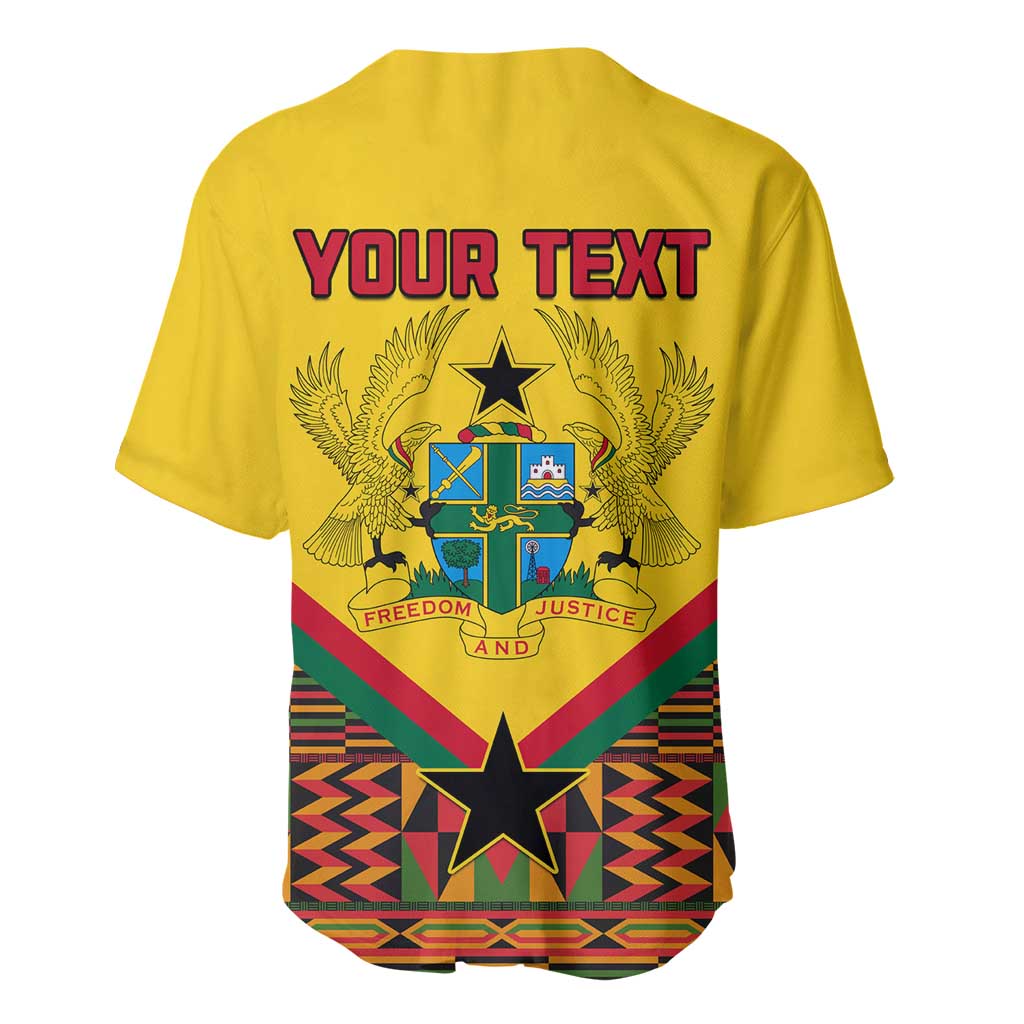 Ghana Independence Day Baseball Jersey with Freedom and Justice and African Pattern LT01