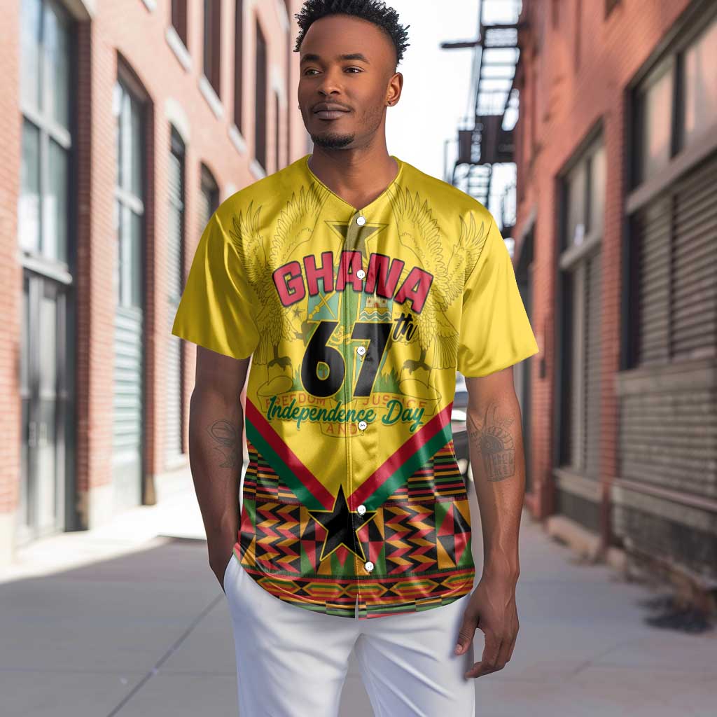 Ghana Independence Day Baseball Jersey with Freedom and Justice and African Pattern LT01