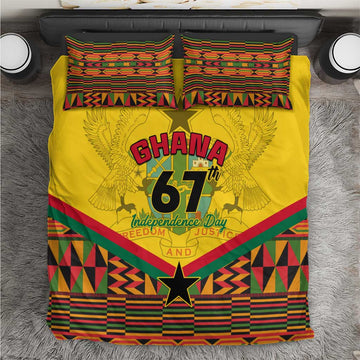 Ghana Independence Day Bedding Set with Freedom and Justice and African Pattern LT01