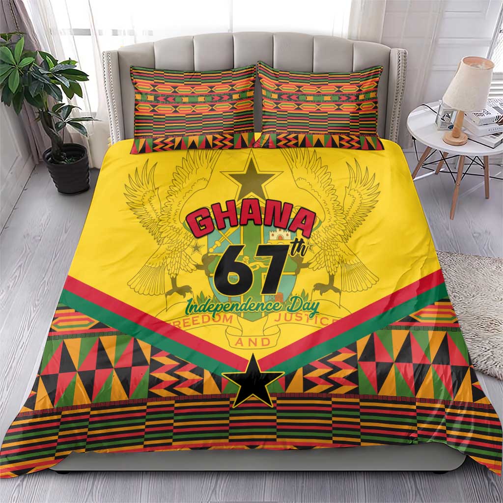 Ghana Independence Day Bedding Set with Freedom and Justice and African Pattern LT01