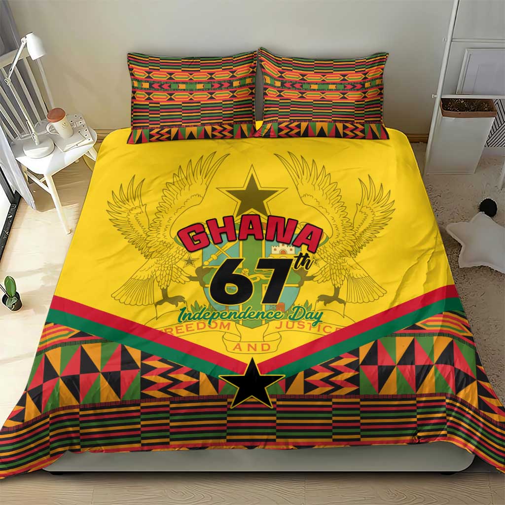 Ghana Independence Day Bedding Set with Freedom and Justice and African Pattern LT01