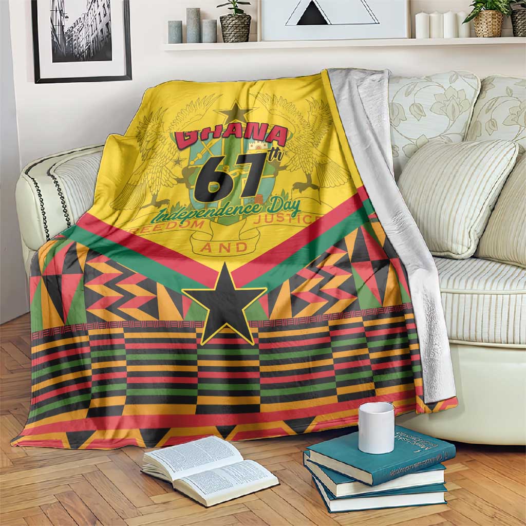 Ghana Independence Day Blanket with Freedom and Justice and African Pattern LT01