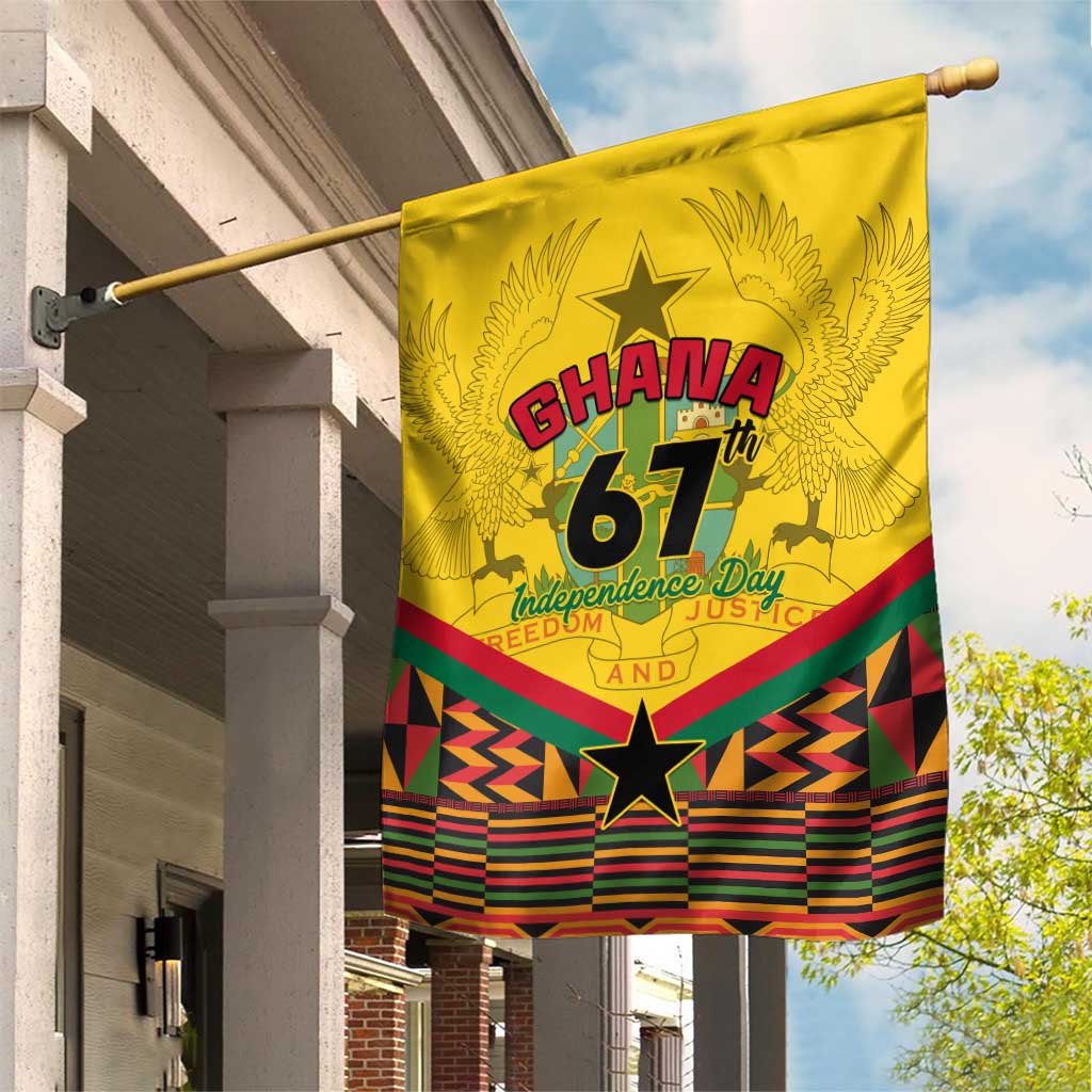Ghana Independence Day Garden Flag with Freedom and Justice and African Pattern LT01