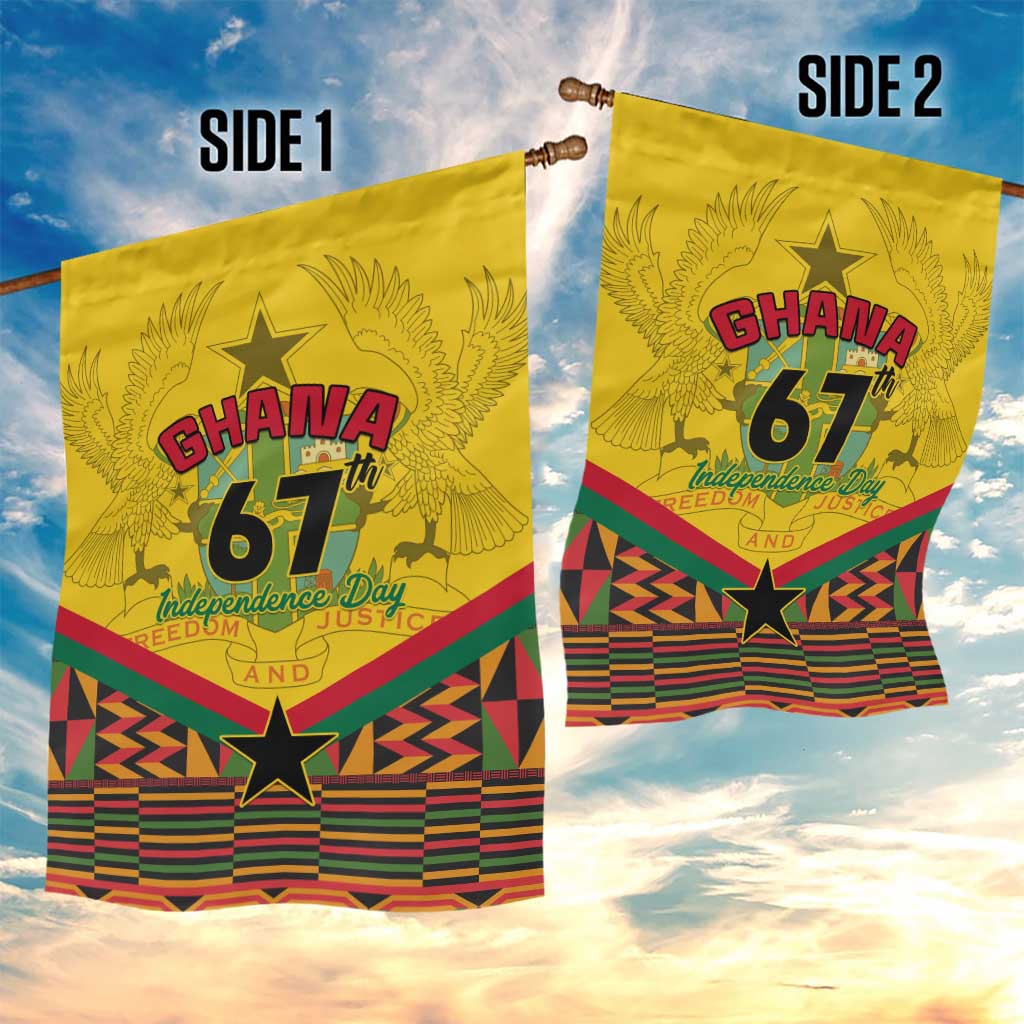Ghana Independence Day Garden Flag with Freedom and Justice and African Pattern LT01