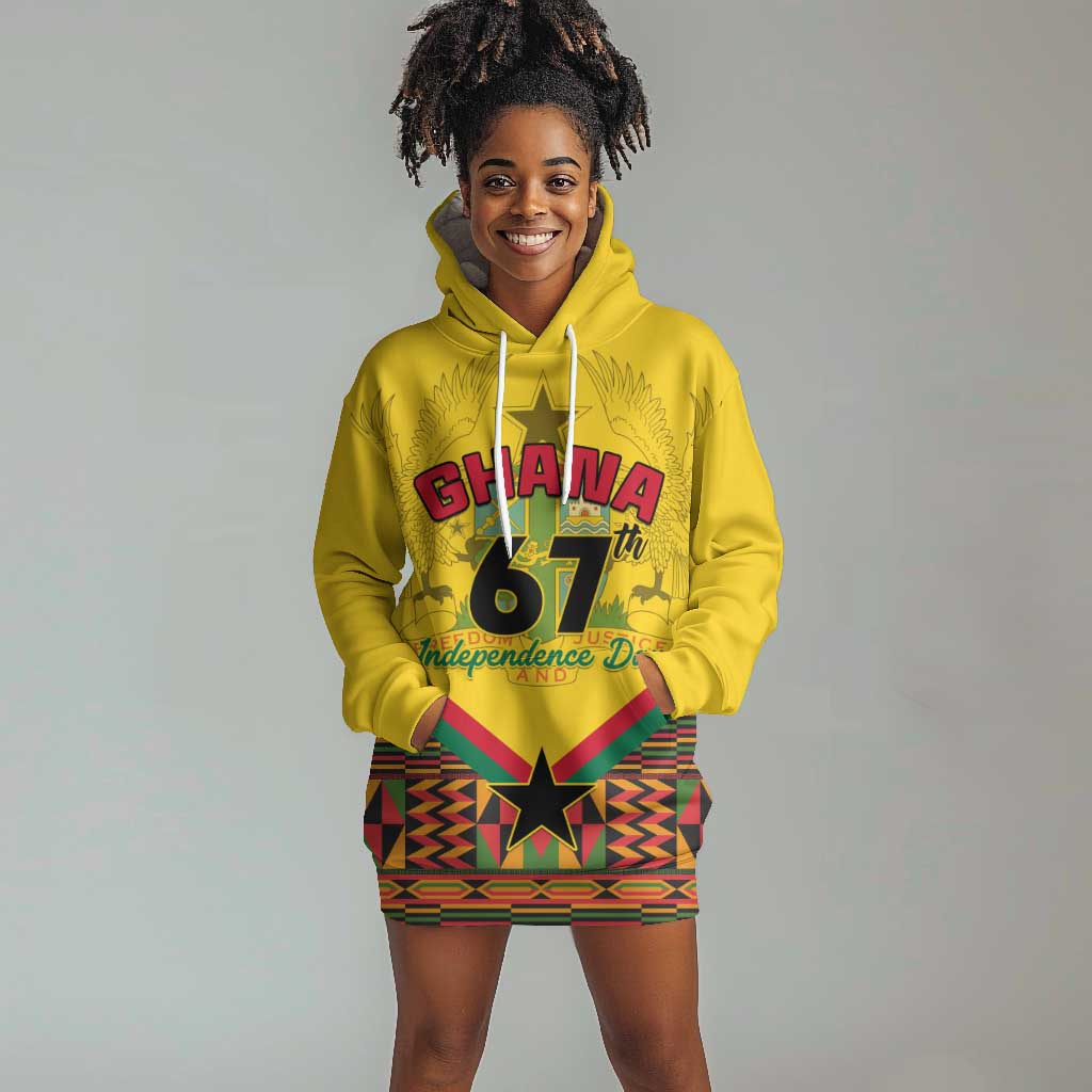 Ghana Independence Day Hoodie Dress with Freedom and Justice and African Pattern LT01