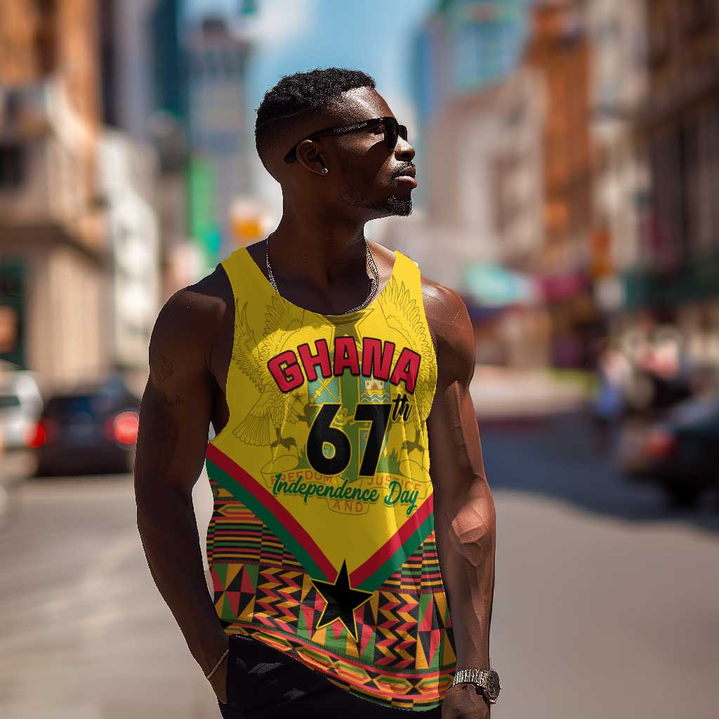 Ghana Independence Day Men Tank Top with Freedom and Justice and African Pattern LT01