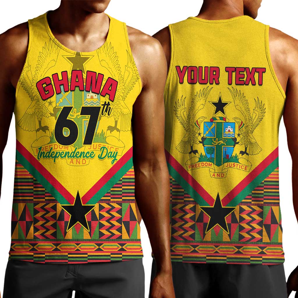 Ghana Independence Day Men Tank Top with Freedom and Justice and African Pattern LT01