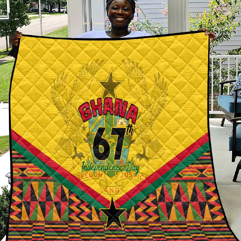 Ghana Independence Day Quilt with Freedom and Justice and African Pattern LT01