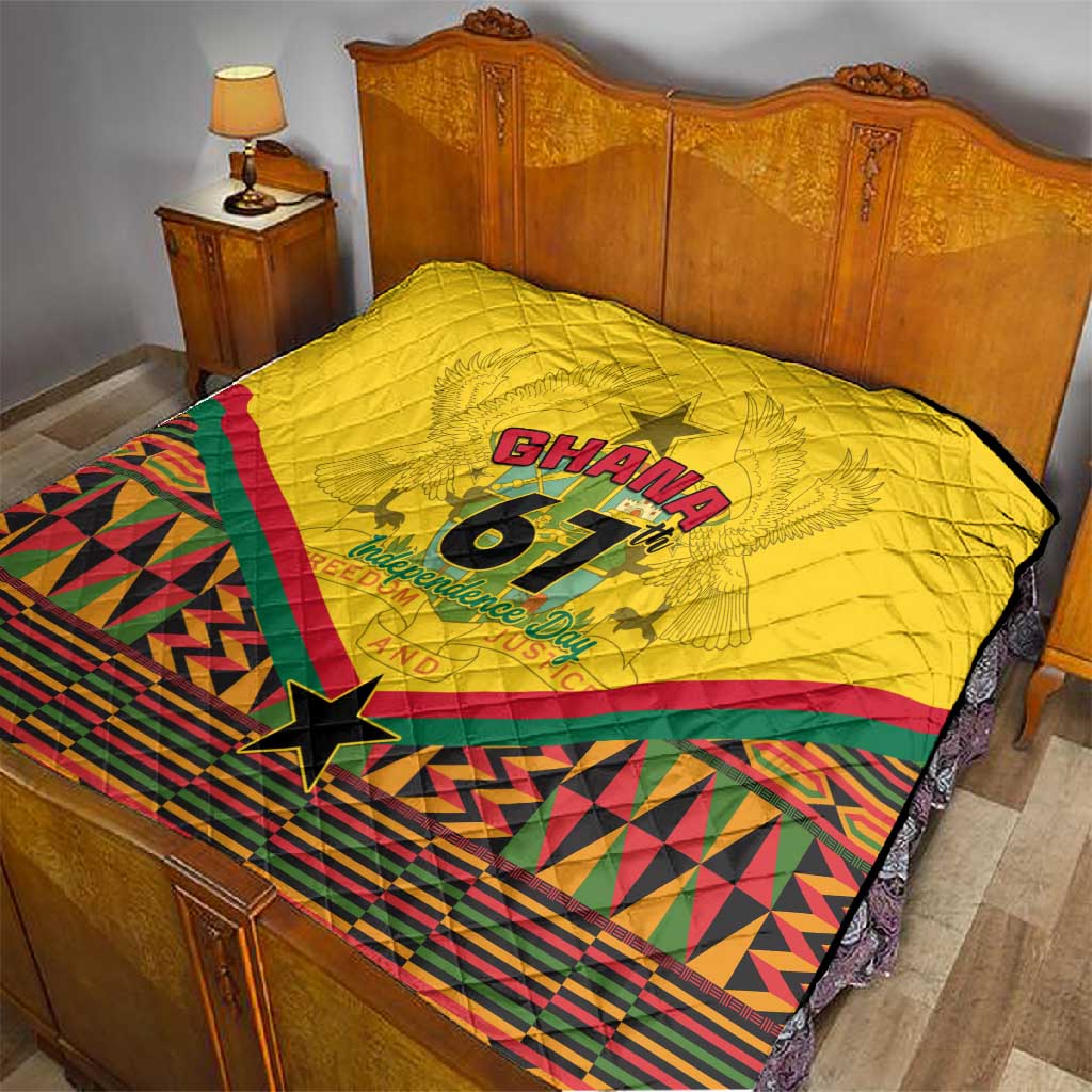 Ghana Independence Day Quilt with Freedom and Justice and African Pattern LT01