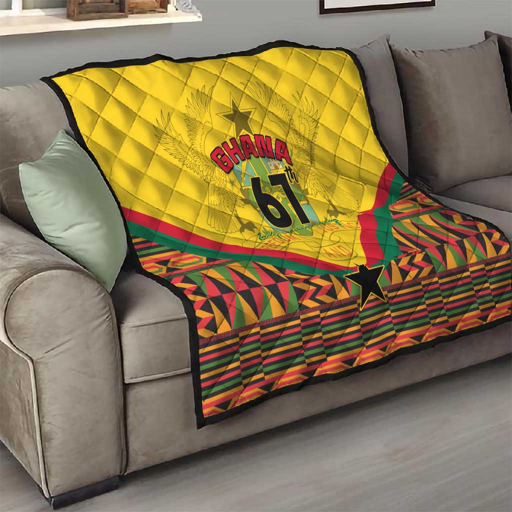 Ghana Independence Day Quilt with Freedom and Justice and African Pattern LT01