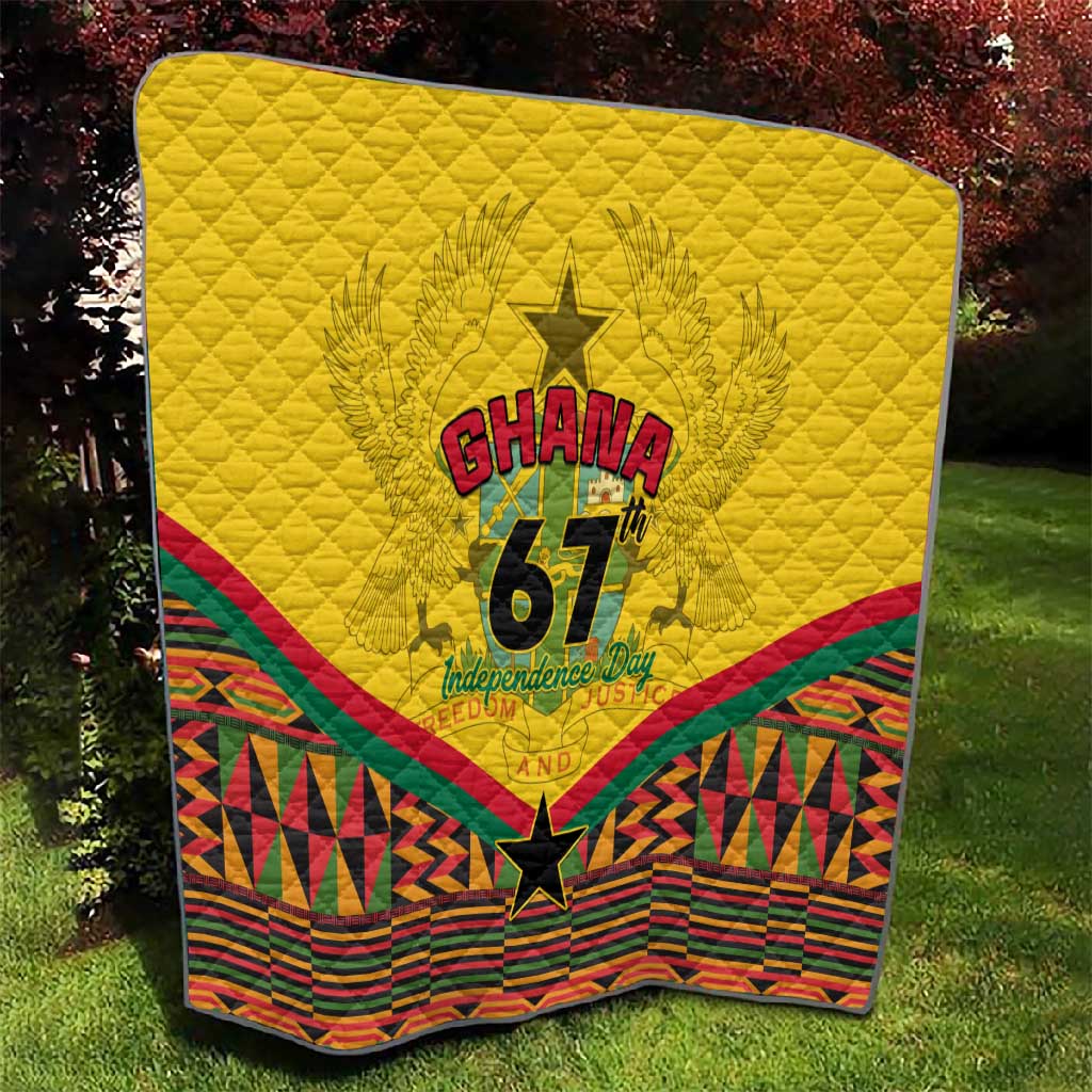 Ghana Independence Day Quilt with Freedom and Justice and African Pattern LT01