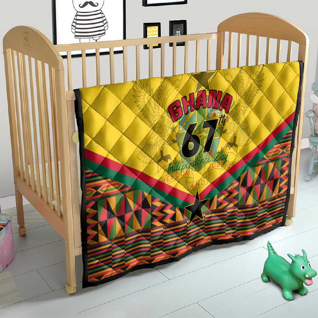 Ghana Independence Day Quilt with Freedom and Justice and African Pattern LT01