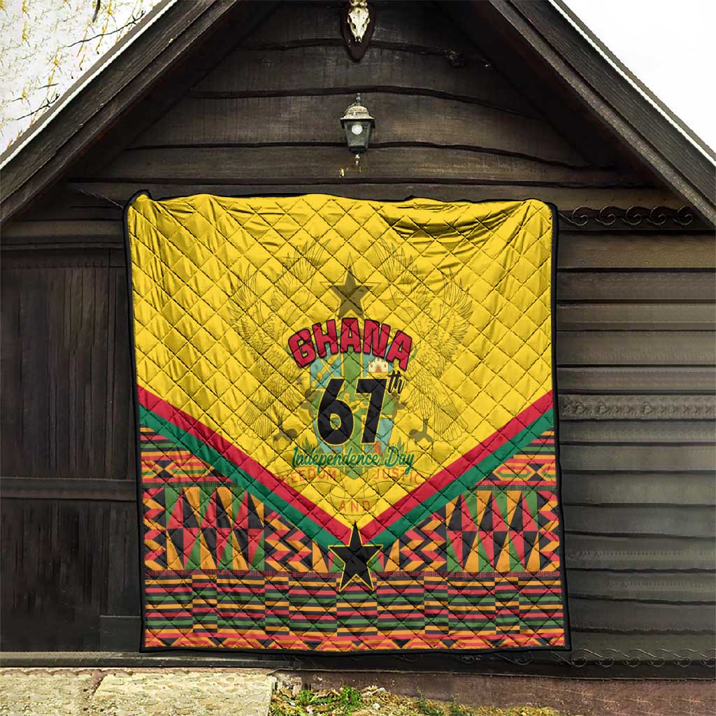 Ghana Independence Day Quilt with Freedom and Justice and African Pattern LT01