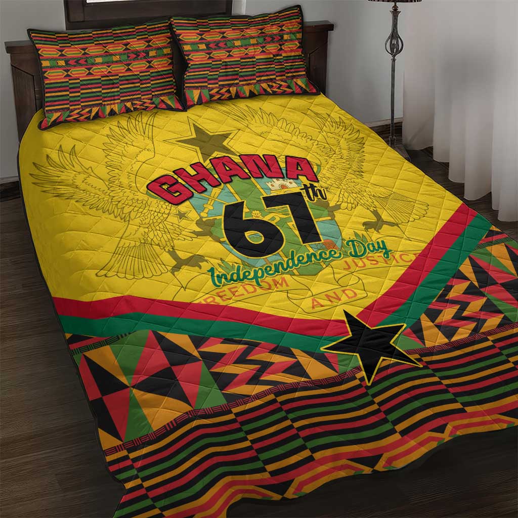 Ghana Independence Day Quilt Bed Set with Freedom and Justice and African Pattern LT01