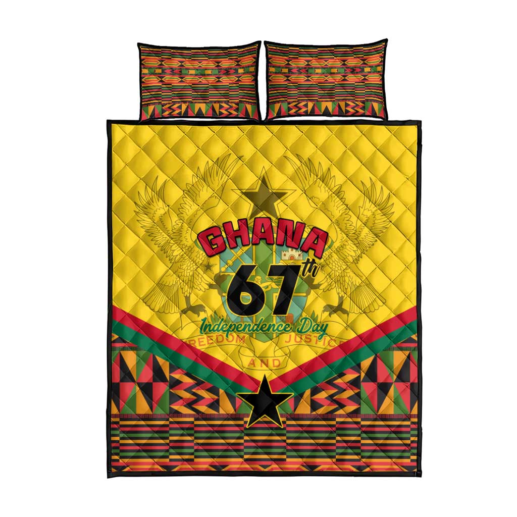 Ghana Independence Day Quilt Bed Set with Freedom and Justice and African Pattern LT01