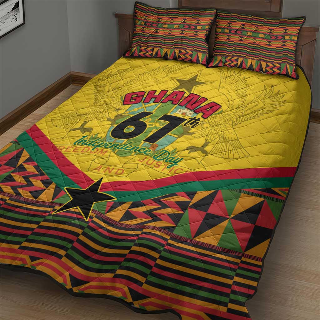 Ghana Independence Day Quilt Bed Set with Freedom and Justice and African Pattern LT01