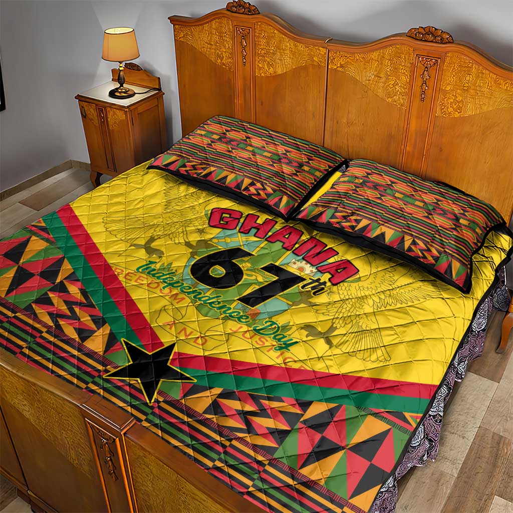 Ghana Independence Day Quilt Bed Set with Freedom and Justice and African Pattern LT01