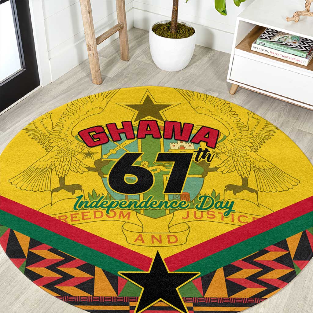 Ghana Independence Day Round Carpet with Freedom and Justice and African Pattern LT01