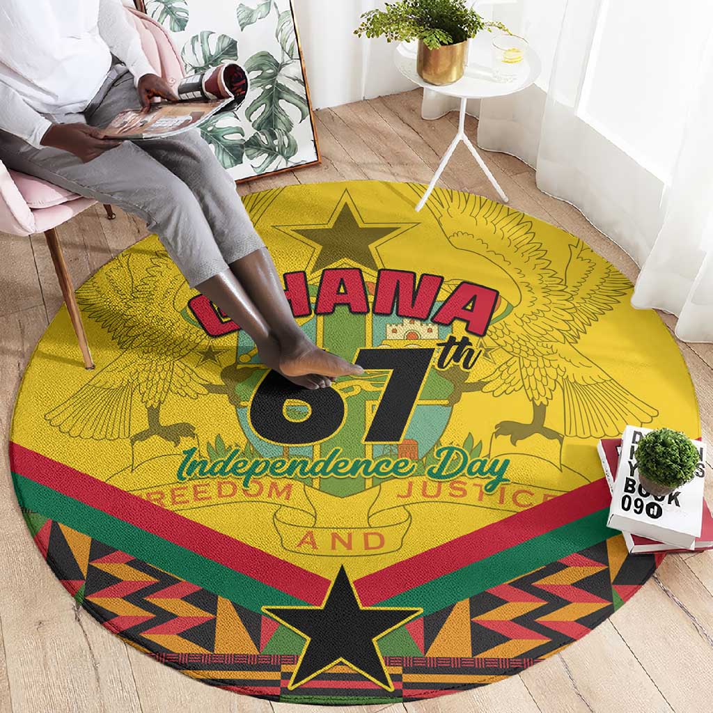 Ghana Independence Day Round Carpet with Freedom and Justice and African Pattern LT01