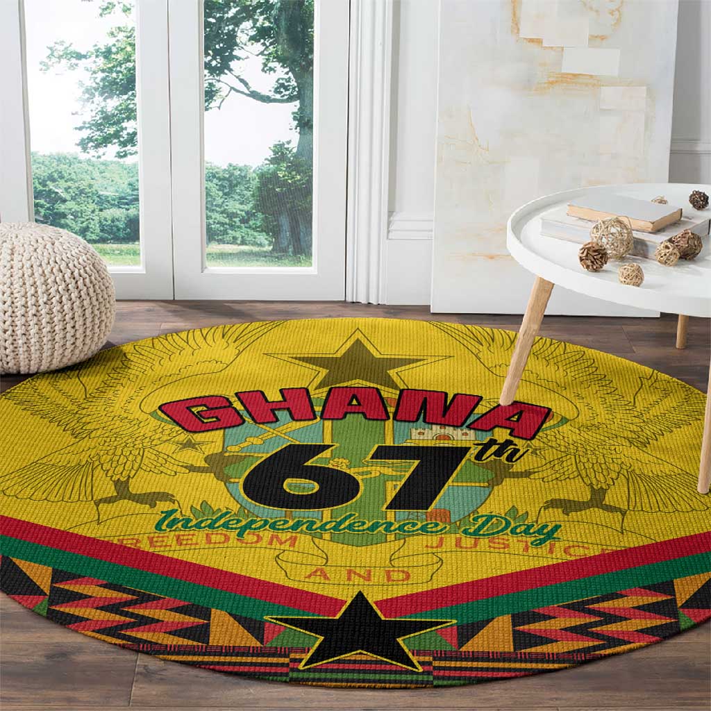 Ghana Independence Day Round Carpet with Freedom and Justice and African Pattern LT01