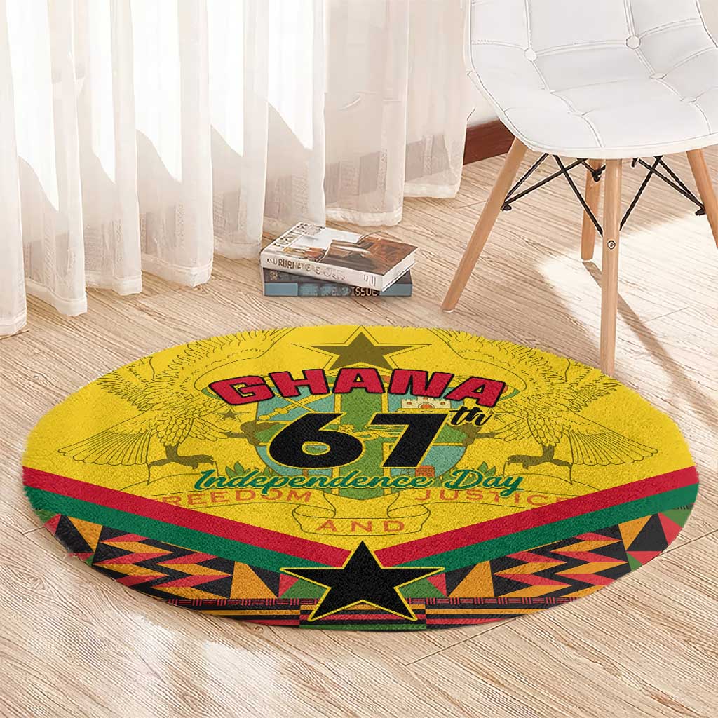 Ghana Independence Day Round Carpet with Freedom and Justice and African Pattern LT01