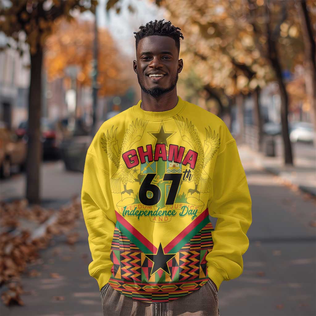 Ghana Independence Day Sweatshirt with Freedom and Justice and African Pattern LT01