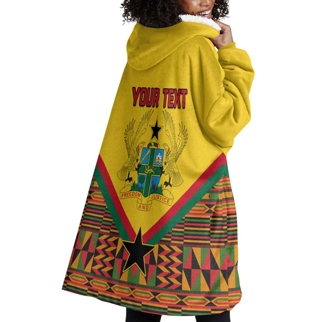 Ghana Independence Day Wearable Blanket Hoodie with Freedom and Justice and African Pattern LT01