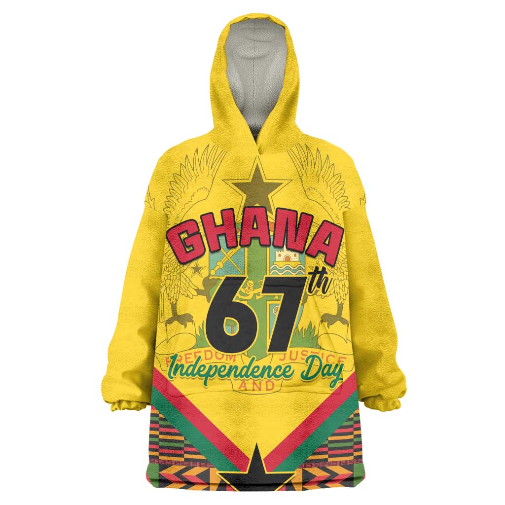 Ghana Independence Day Wearable Blanket Hoodie with Freedom and Justice and African Pattern LT01