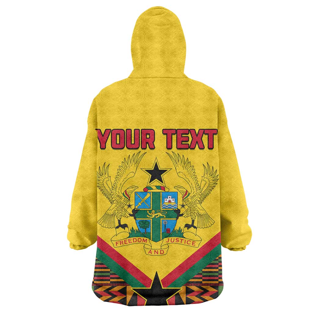 Ghana Independence Day Wearable Blanket Hoodie with Freedom and Justice and African Pattern LT01