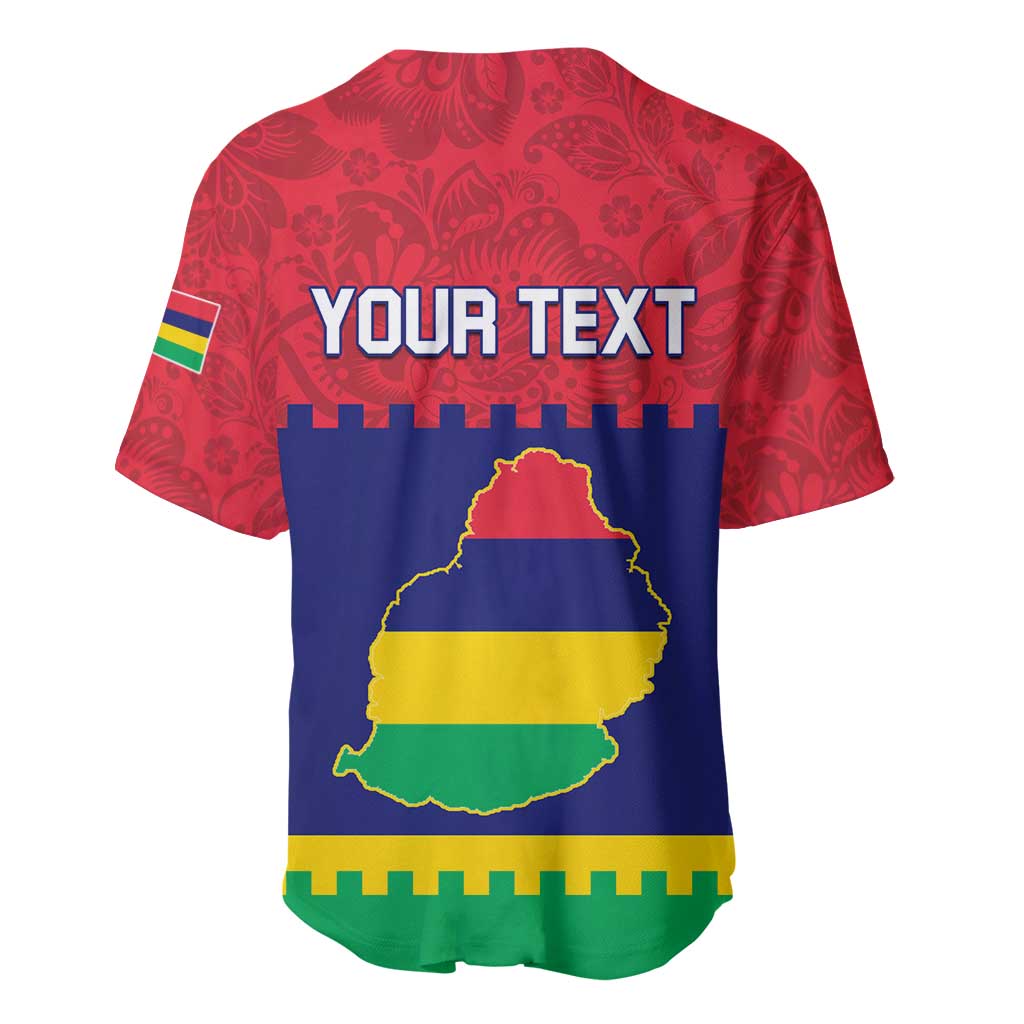 Mauritius Independence Day Baseball Jersey with Stella Clavisque Maris Indici and Floral Pattern LT01