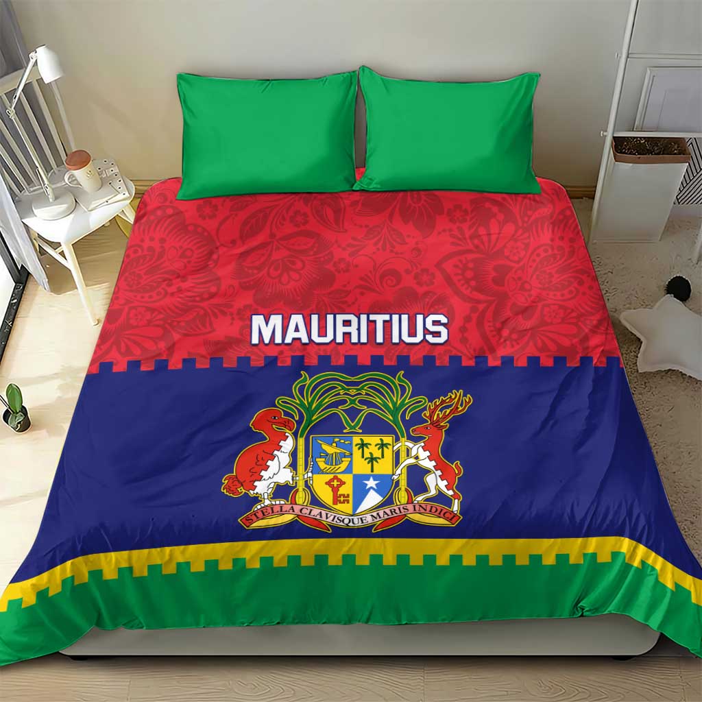 Mauritius Independence Day Bedding Set with Stella Clavisque Maris Indici and Floral Pattern LT01