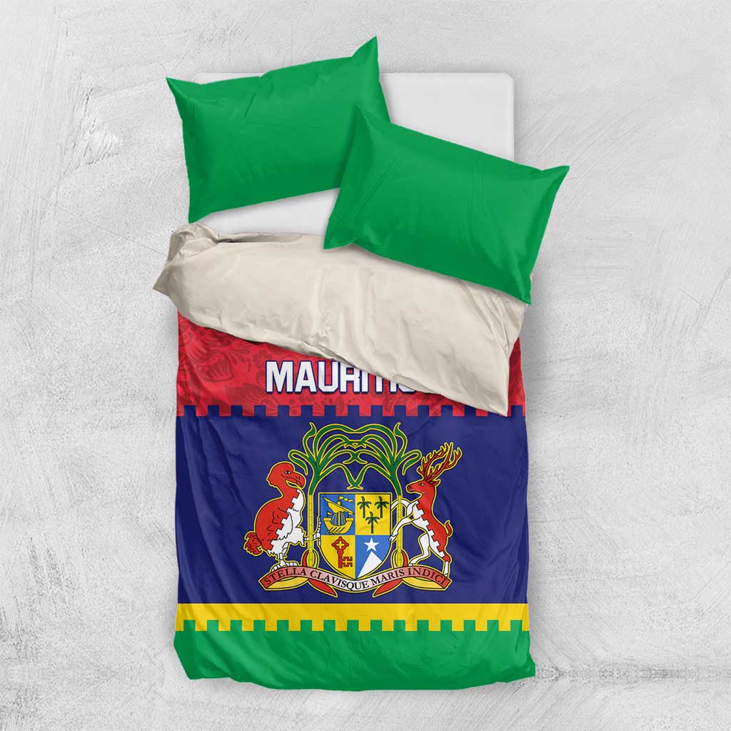 Mauritius Independence Day Bedding Set with Stella Clavisque Maris Indici and Floral Pattern LT01