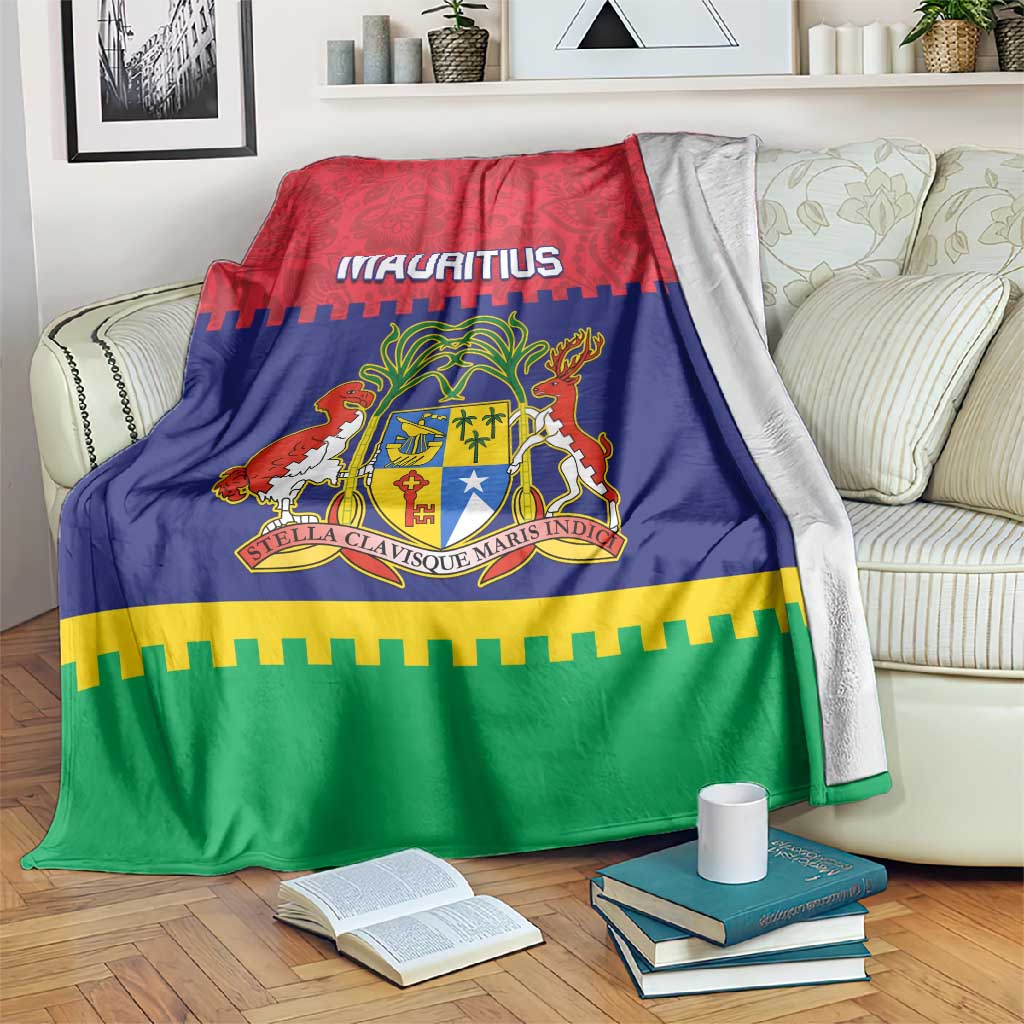 Mauritius Independence Day Blanket with Stella Clavisque Maris Indici and Floral Pattern LT01