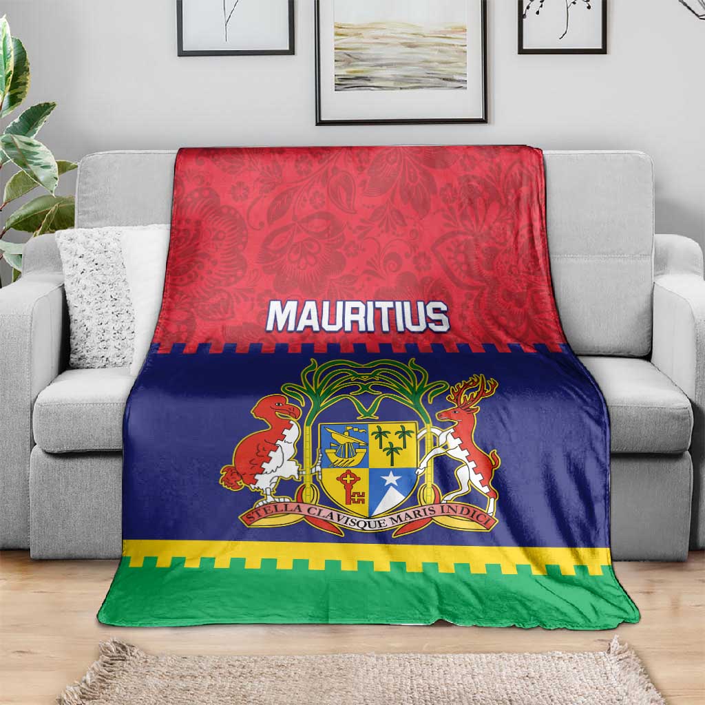 Mauritius Independence Day Blanket with Stella Clavisque Maris Indici and Floral Pattern LT01