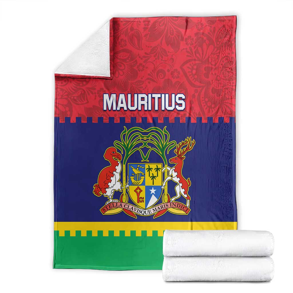 Mauritius Independence Day Blanket with Stella Clavisque Maris Indici and Floral Pattern LT01