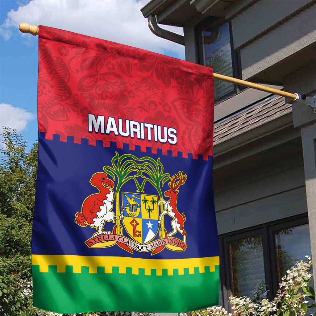 Mauritius Independence Day Garden Flag with Stella Clavisque Maris Indici and Floral Pattern LT01