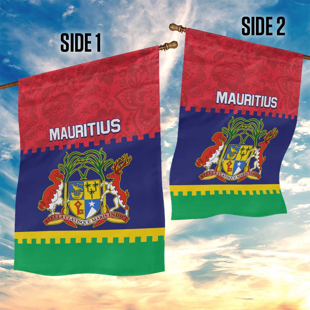 Mauritius Independence Day Garden Flag with Stella Clavisque Maris Indici and Floral Pattern LT01