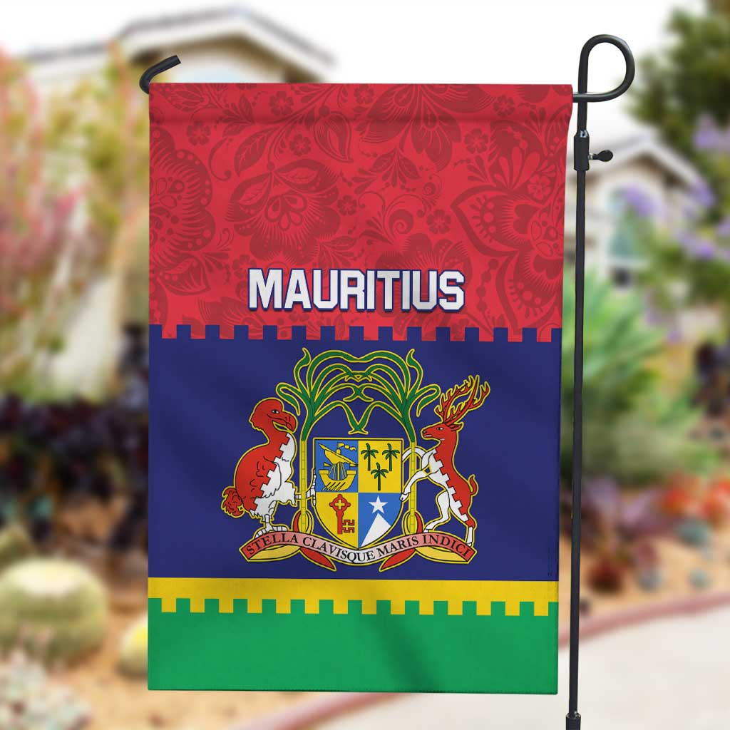 Mauritius Independence Day Garden Flag with Stella Clavisque Maris Indici and Floral Pattern LT01