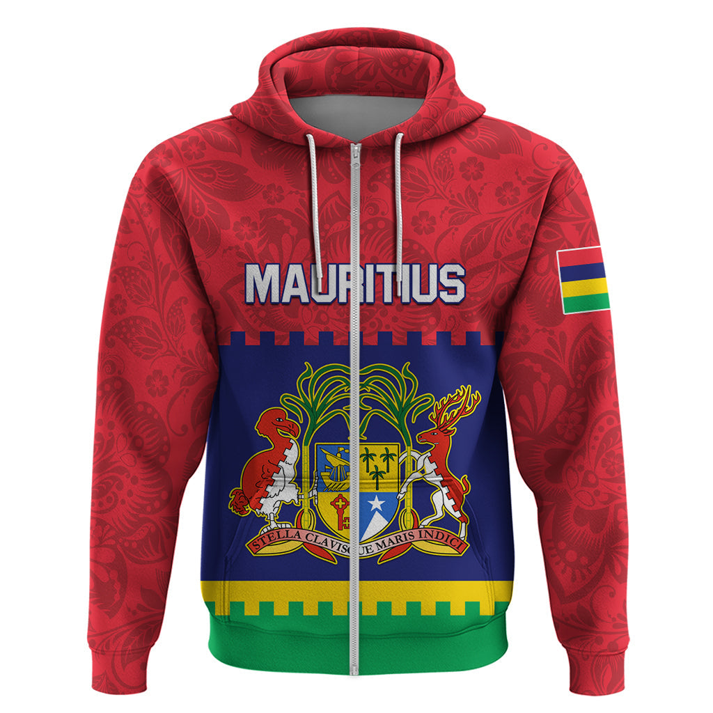 Mauritius Independence Day Hoodie Stella Clavisque Maris Indici Foral Pattern LT01