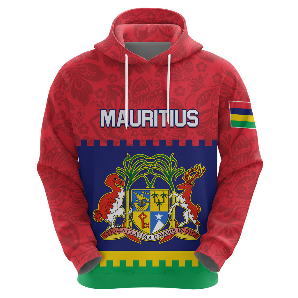 Mauritius Independence Day Hoodie Stella Clavisque Maris Indici Foral Pattern LT01