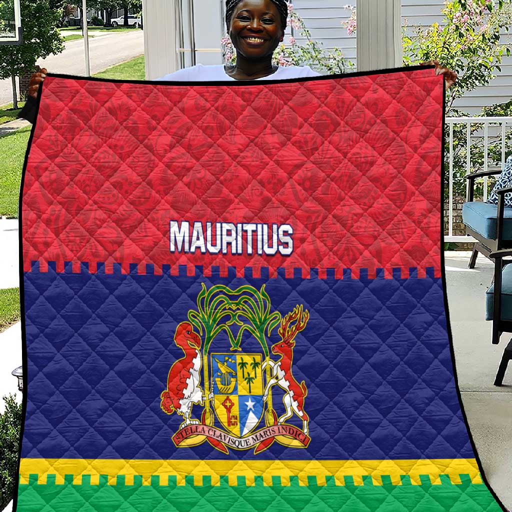 Mauritius Independence Day Quilt with Stella Clavisque Maris Indici and Floral Pattern LT01