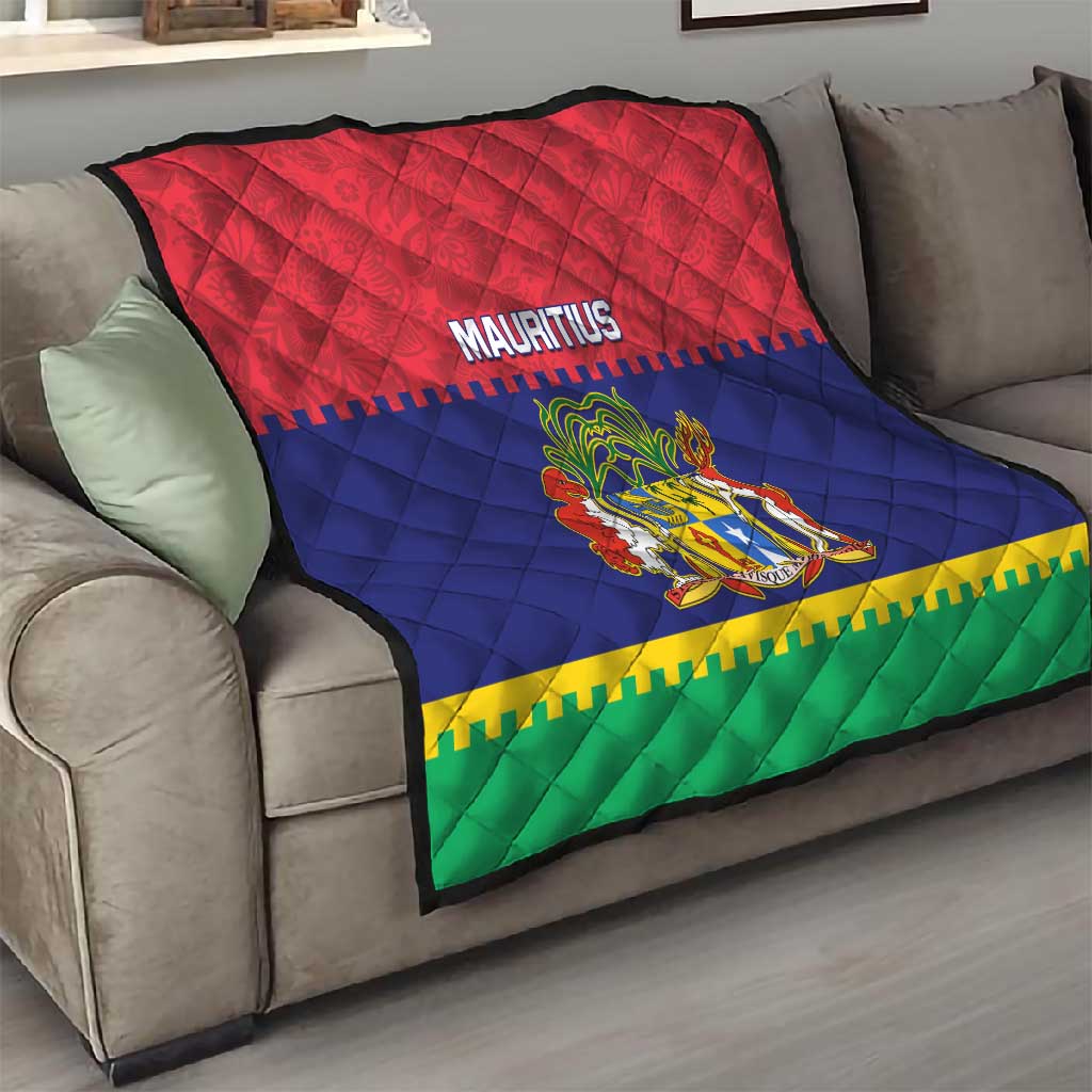 Mauritius Independence Day Quilt with Stella Clavisque Maris Indici and Floral Pattern LT01