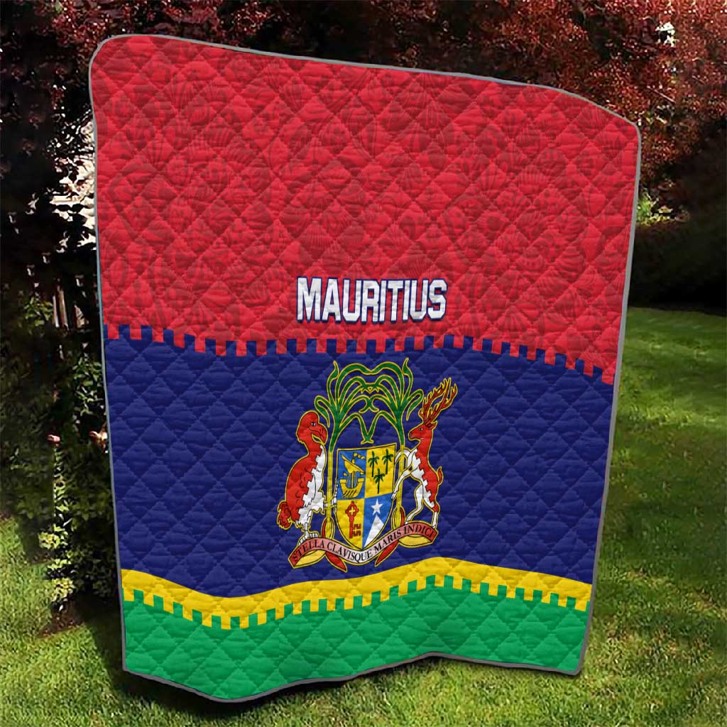 Mauritius Independence Day Quilt with Stella Clavisque Maris Indici and Floral Pattern LT01