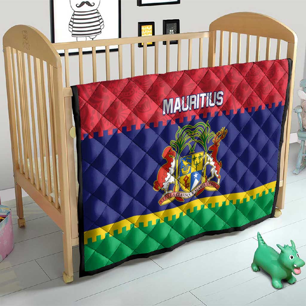 Mauritius Independence Day Quilt with Stella Clavisque Maris Indici and Floral Pattern LT01