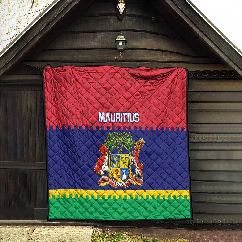 Mauritius Independence Day Quilt with Stella Clavisque Maris Indici and Floral Pattern LT01