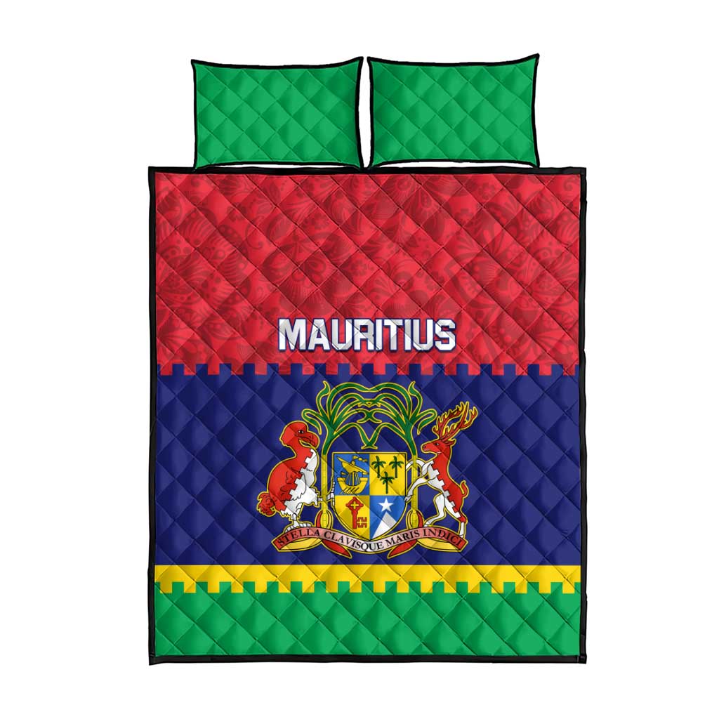 Mauritius Independence Day Quilt Bed Set with Stella Clavisque Maris Indici and Floral Pattern LT01